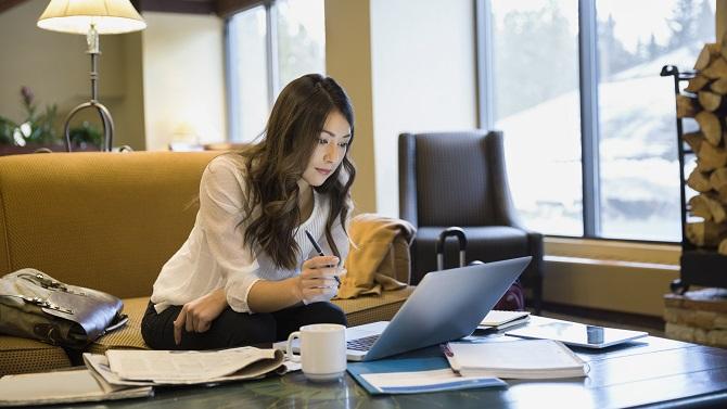 Lady booking flights