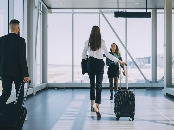 Walking through airport