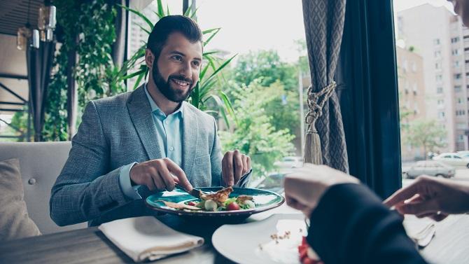 Man out for dinner at nice resturant