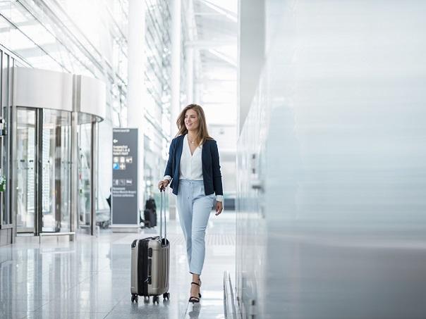 Women walking through airport