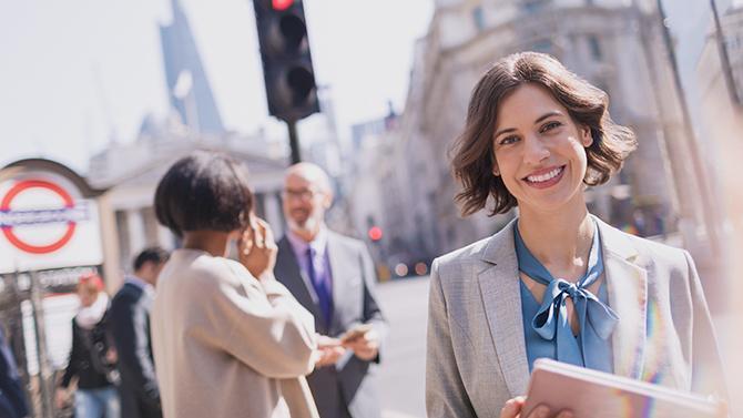 Female happy with ease of travel